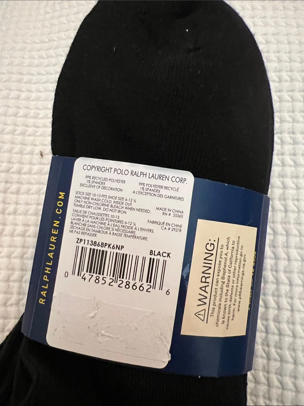 Polo by Ralph Lauren Black No-Show Athletic Socks with Red Pony